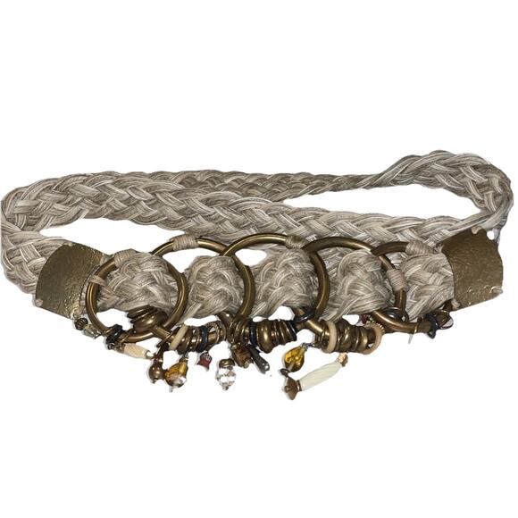 Vintage OOAK Marjorie Baer San Fran Artisan Woven Boho Mixed Metal Beaded Belt main image 6